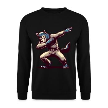 Dabbing Werewolf Funny Dabbing Design Full Moon - Unisex Sweatshirt - black - Front - Alina (178cm) & Michal (187cm)