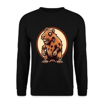 Zombie Capybara Halloween Costume Decoration - Unisex Sweatshirt - black - Front - Alina (178cm) & Michal (187cm)