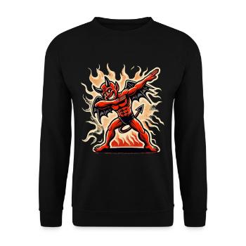 Dabbender Teufel Lustiges Dabbing Design Kostüm - Unisex Pullover - Schwarz - Vorne - Alina (178cm) & Michal (187cm)