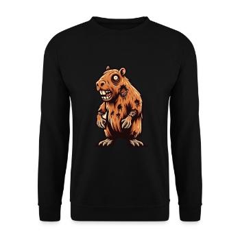 Zombie Capybara Wasserschwein Liebhaber Halloween - Unisex Pullover - Schwarz - Vorne - Alina (178cm) & Michal (187cm)