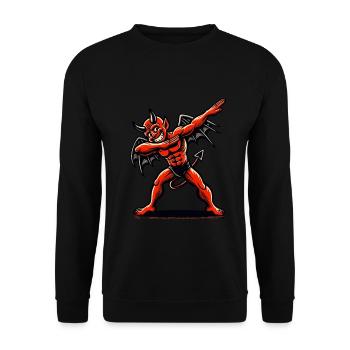 unDabbender Teufel Lustiges Dabbing Design - Unisex Pullover - Schwarz - Vorne - Alina (178cm) & Michal (187cm)