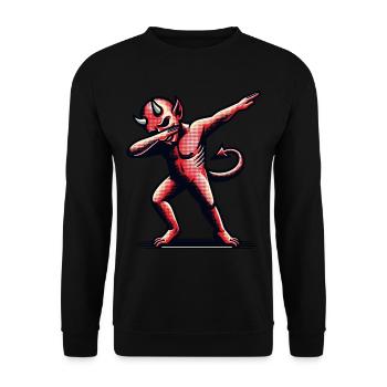 Dabbender Teufel Lustiges Dabbing Design Halloween - Unisex Pullover - Schwarz - Vorne - Alina (178cm) & Michal (187cm)