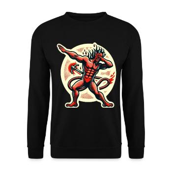 Dabbender Teufel Lustiges Dabbing Design Kostüm - Unisex Pullover - Schwarz - Vorne - Alina (178cm) & Michal (187cm)