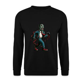 Retro Vintage Stil Halloween Zombie Kostüm Deko - Unisex Pullover - Schwarz - Vorne - Alina (178cm) & Michal (187cm)