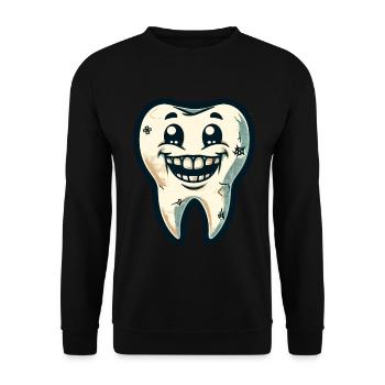 Halloween Zahnhygiene Lustiger Zombie Zahn - Unisex Pullover - Schwarz - Vorne - Alina (178cm) & Michal (187cm)