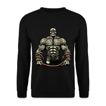 Muskulöser Bodybuilder Halloween Kostüm Deko - Unisex Pullover - Schwarz - Vorne - Alina (178cm) & Michal (187cm)