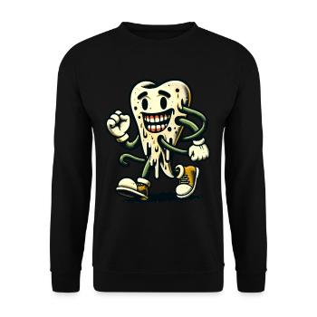 Halloween Dental Hygiene Funny Zombie Tooth - Unisex Sweatshirt - black - Front - Alina (178cm) & Michal (187cm)
