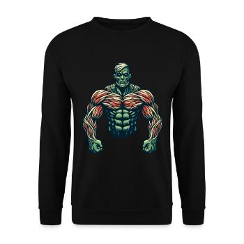 Muscular Bodybuilder Halloween Costume Decoration - Unisex Sweatshirt - black - Front - Alina (178cm) & Michal (187cm)