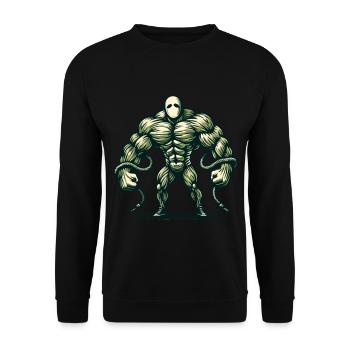Muscular bodybuilder Halloween costume creepy - Unisex Sweatshirt - black - Front - Alina (178cm) & Michal (187cm)