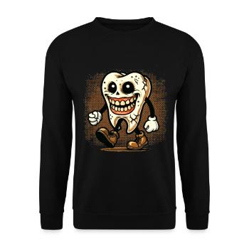 Halloween Dental Hygiene Funny Zombie Tooth - Unisex Sweatshirt - black - Front - Alina (178cm) & Michal (187cm)