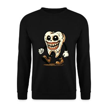 Halloween Dental Hygiene Funny Zombie Tooth - Unisex Sweatshirt - black - Front - Alina (178cm) & Michal (187cm)