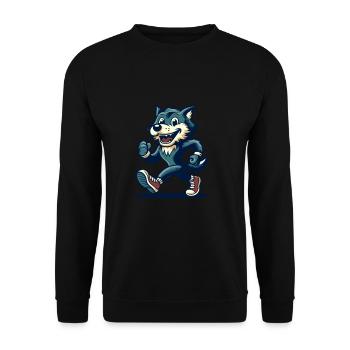 Retro Vintage Stil Halloween Werwölfe Alpha Wolf - Unisex Pullover - Schwarz - Vorne - Alina (178cm) & Michal (187cm)