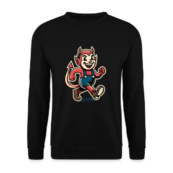 Retro Vintage Stil Halloween Karneval Teufel - Unisex Pullover - Schwarz - Vorne - Alina (178cm) & Michal (187cm)