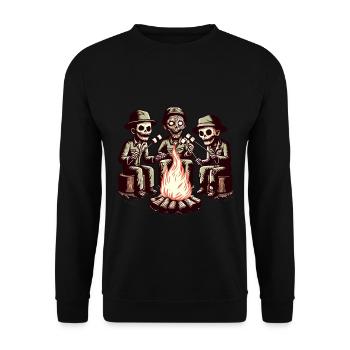 Camping at the Campfire Spooky Costume Decoration - Unisex Sweatshirt - black - Front - Alina (178cm) & Michal (187cm)