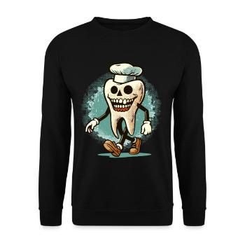 Halloween Dental Hygiene Funny Zombie Tooth - Unisex Sweatshirt - black - Front - Alina (178cm) & Michal (187cm)