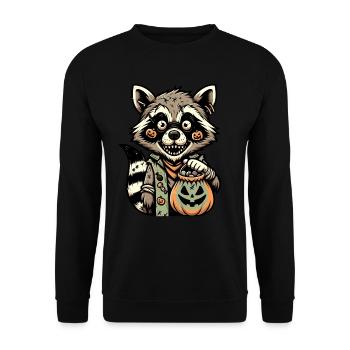 Funny Undead Raccoon Halloween Costume Decoration - Unisex Sweatshirt - black - Front - Alina (178cm) & Michal (187cm)