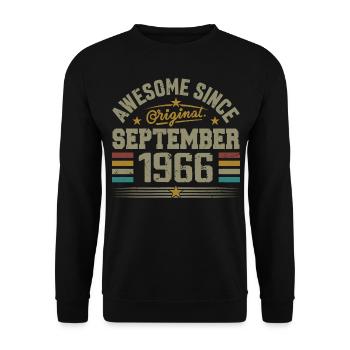 September 1966 Geschenk Gebaut im September 1966 - Unisex Pullover - Schwarz - Vorne - Alina (178cm) & Michal (187cm)