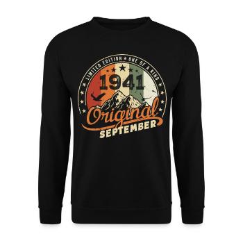 Cadeau D'anniversaire Vintage Né en Septembre 1941 - Sweat-shirt Unisexe - noir - Devant - Alina (178cm) & Michal (187cm)
