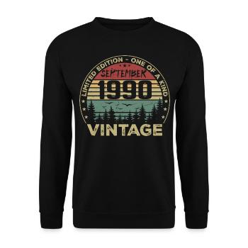 Septembre 1990 Vintage Cadeau D'anniversaire 1990 - Sweat-shirt Unisexe - noir - Devant - Alina (178cm) & Michal (187cm)