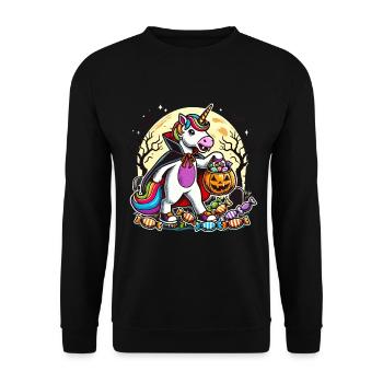 Funny Vampire Unicorn Loves Candy - Unisex Sweatshirt - black - Front - Alina (178cm) & Michal (187cm)