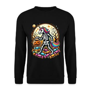 Drôle de squelette de licorne aime les bonbons - Sweat-shirt Unisexe - noir - Devant - Alina (178cm) & Michal (187cm)