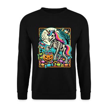 Drôle de squelette de licorne aime les bonbons - Sweat-shirt Unisexe - noir - Devant - Alina (178cm) & Michal (187cm)