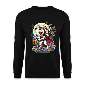 Funny Vampire Unicorn Loves Candy - Unisex Sweatshirt - black - Front - Alina (178cm) & Michal (187cm)