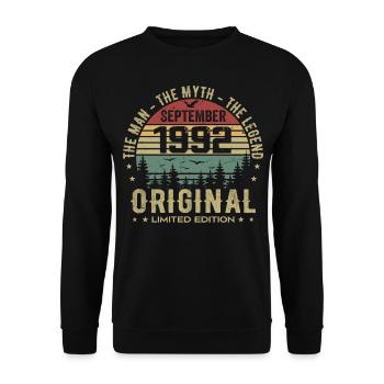 Anniversaire Original 1992 - Cadeau Septembre 1992 - Sweat-shirt Unisexe - noir - Devant - Alina (178cm) & Michal (187cm)