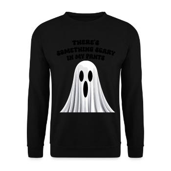 Funny saying: Something creepy in your pants - Unisex Sweatshirt - black - Front - Alina (178cm) & Michal (187cm)