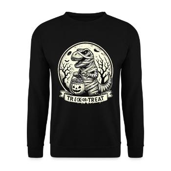 Funny T-Rex Mummy Loves Candy - Unisex Sweatshirt - black - Front - Alina (178cm) & Michal (187cm)
