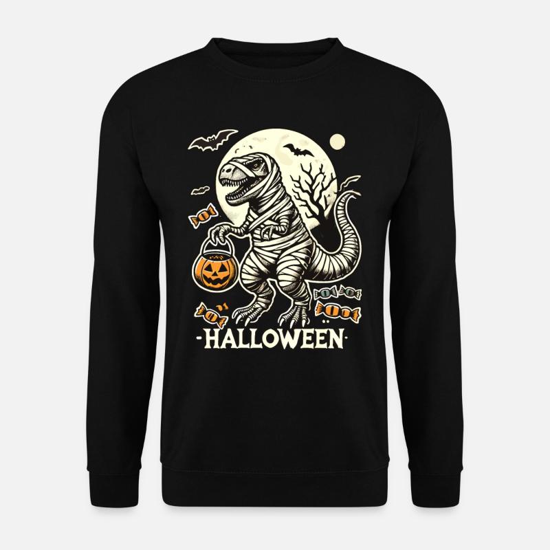 Lustige T-Rex Mumie Liebt Süßigkeiten - Unisex Pullover - Schwarz