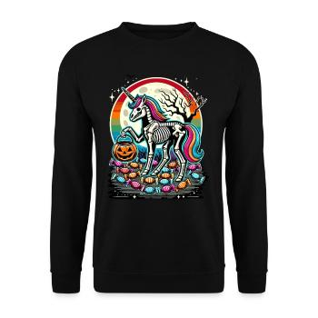 Drôle de squelette de licorne aime les bonbons - Sweat-shirt Unisexe - noir - Devant - Alina (178cm) & Michal (187cm)