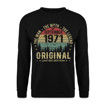 Anniversaire Original 1971 - Cadeau Septembre 1971 - Sweat-shirt Unisexe - noir - Devant - Alina (178cm) & Michal (187cm)
