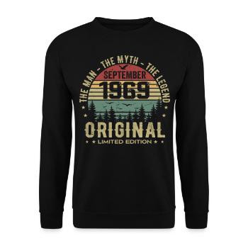 Original Birthday 1969 - September 1969 Gift - Unisex Sweatshirt - black - Front - Alina (178cm) & Michal (187cm)