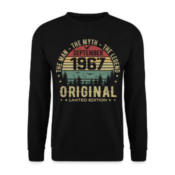 Ursprüngliches Geburtstag 1967 - September 1967 Geschenk - Unisex Pullover - Schwarz - Vorne - Alina (178cm) & Michal (187cm)