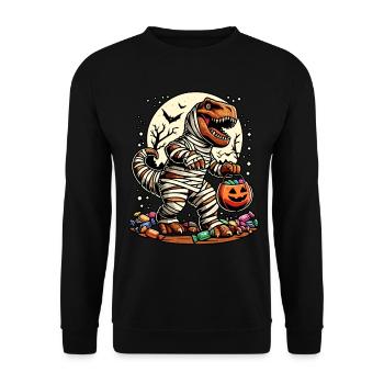 Funny T-Rex Mummy Loves Candy - Unisex Sweatshirt - black - Front - Alina (178cm) & Michal (187cm)