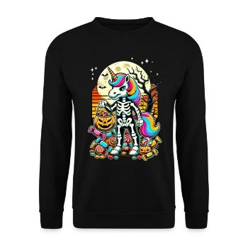 Drôle de squelette de licorne aime les bonbons - Sweat-shirt Unisexe - noir - Devant - Alina (178cm) & Michal (187cm)