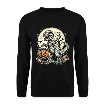 Funny T-Rex Mummy Loves Candy - Unisex Sweatshirt - black - Front - Alina (178cm) & Michal (187cm)