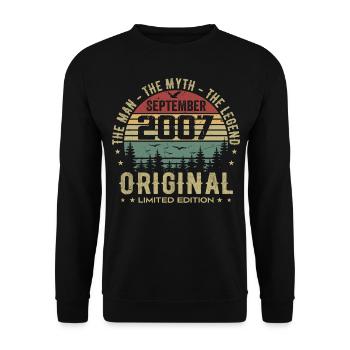 Original Birthday 2007 - September 2007 Gift - Unisex Sweatshirt - black - Front - Alina (178cm) & Michal (187cm)