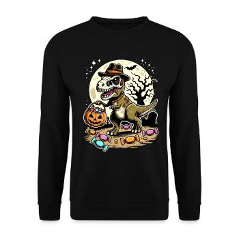 Drôle de T-Rex Zombie Aime Les Bonbons - Sweat-shirt Unisexe - noir - Devant - Alina (178cm) & Michal (187cm)