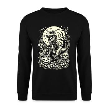 Drôle T-Rex Zombie Aime Bonbons Halloween - Sweat-shirt Unisexe - noir - Devant - Alina (178cm) & Michal (187cm)