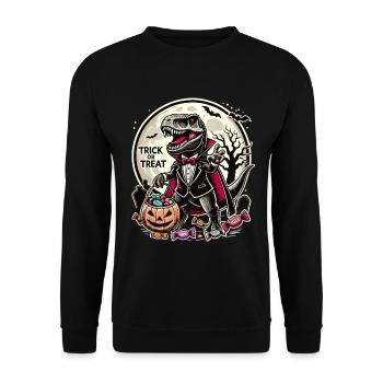 Funny T-Rex Vampire Loves Candy - Unisex Sweatshirt - black - Front - Alina (178cm) & Michal (187cm)