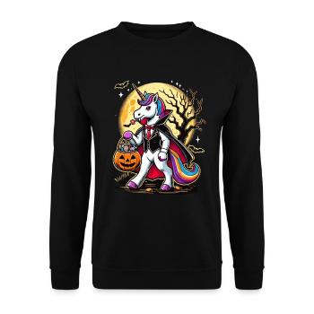 Funny Vampire Unicorn Loves Candy - Unisex Sweatshirt - black - Front - Alina (178cm) & Michal (187cm)