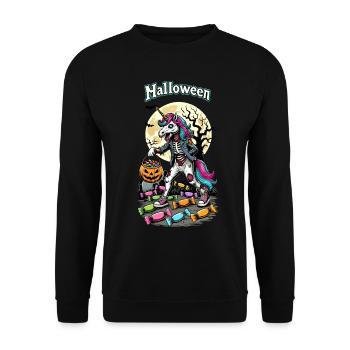 Drôle de licorne zombie aime les bonbons - Sweat-shirt Unisexe - noir - Devant - Alina (178cm) & Michal (187cm)