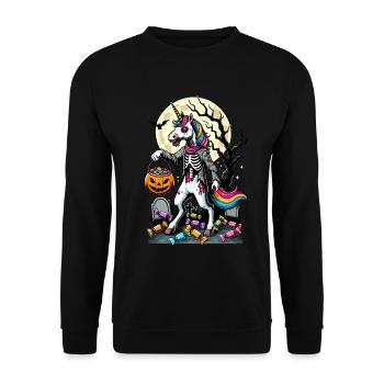Funny Zombie Unicorn Loves Candy - Unisex Sweatshirt - black - Front - Alina (178cm) & Michal (187cm)