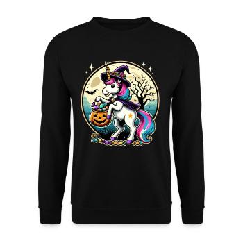 Drôle de sorcière licorne veut des bonbons - Sweat-shirt Unisexe - noir - Devant - Alina (178cm) & Michal (187cm)