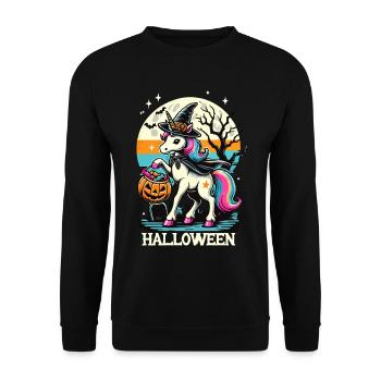 La licorne sorcière drôle veut des bonbons - Sweat-shirt Unisexe - noir - Devant - Alina (178cm) & Michal (187cm)