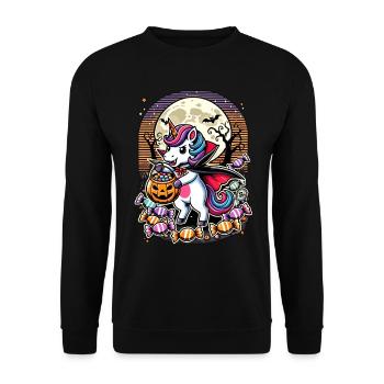 Funny Vampire Unicorn Loves Candy - Unisex Sweatshirt - black - Front - Alina (178cm) & Michal (187cm)