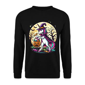 La sorcière licorne drôle aime les bonbons - Sweat-shirt Unisexe - noir - Devant - Alina (178cm) & Michal (187cm)