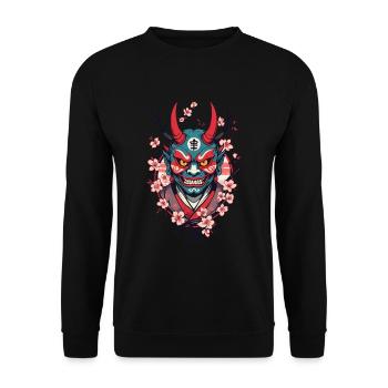Oni Démon Masque Samouraï Culture Japonaise Yokai - Sweat-shirt Unisexe - noir - Devant - Alina (178cm) & Michal (187cm)